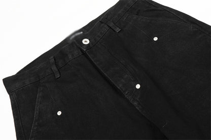 Black Straight Leg Denim Pants | Tajstylo
