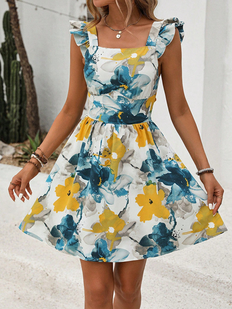Floral One Shoulder A-Line Dress | Tajstylo