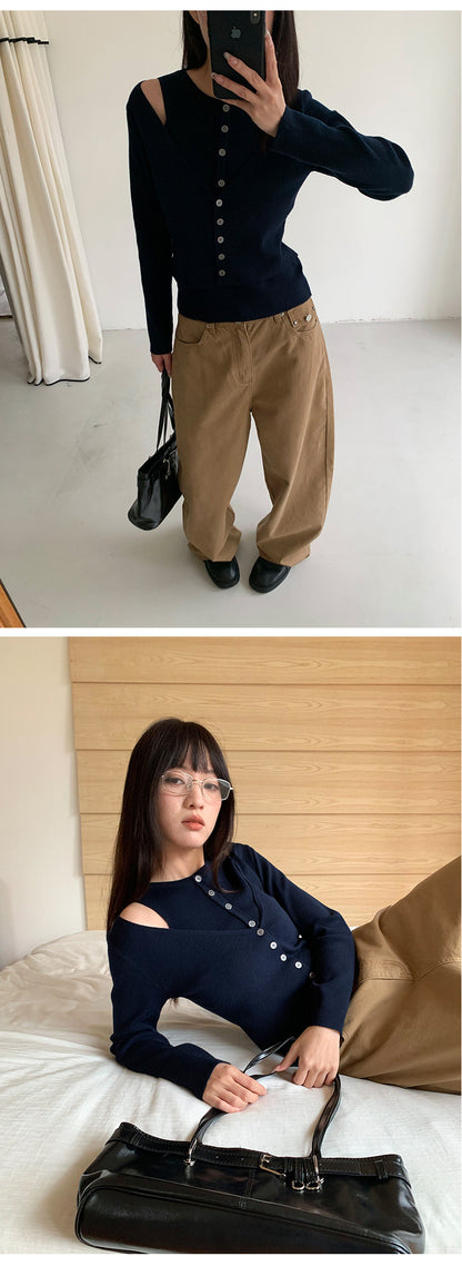 Loose-Fit Wide Leg Jeans with Metal Accents | Tajstylo