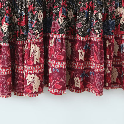 A-Line V-Neck Printed Midi Dress | Tajstylo