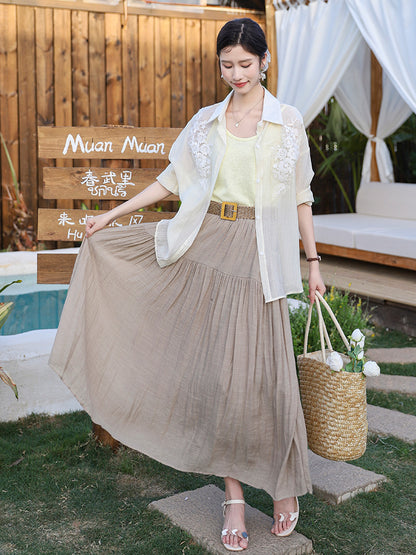 Belt Double Pocket Skirt | Tajstylo