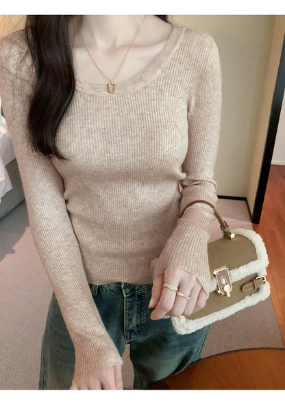 U Neck Long Sleeve Pullover Top | Tajstylo