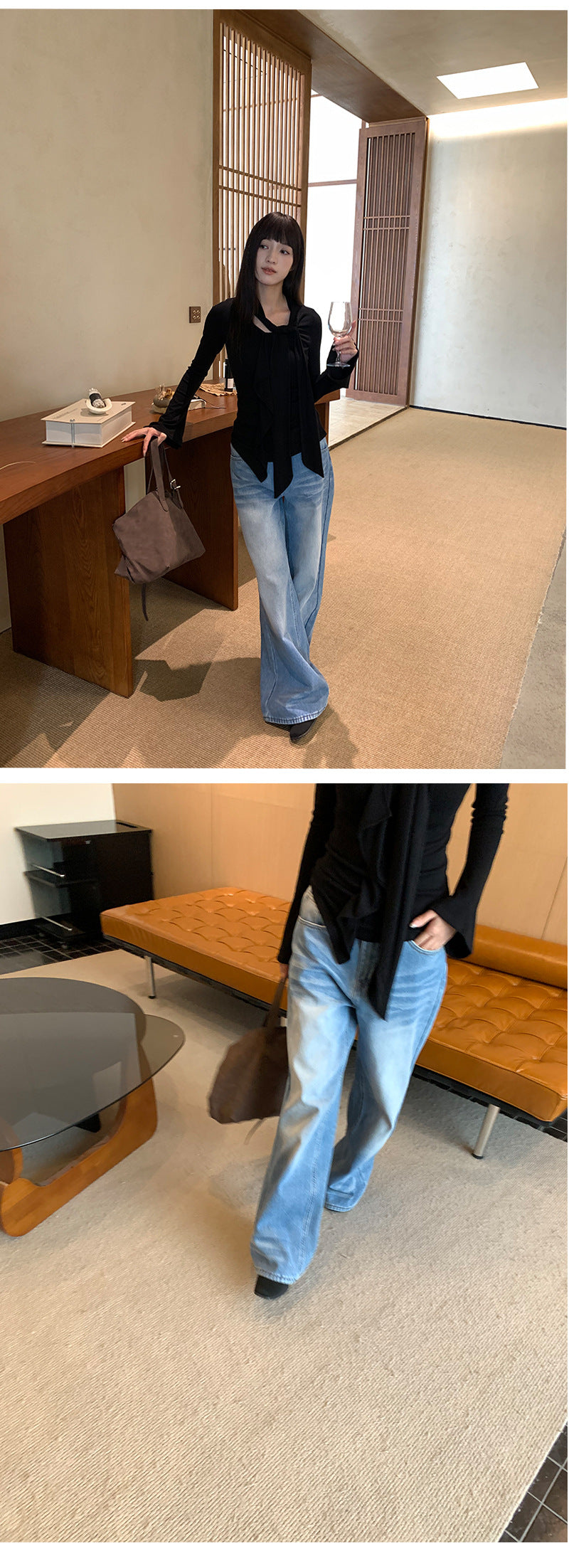 Fleece Lined Wide Leg Jeans | Tajstylo