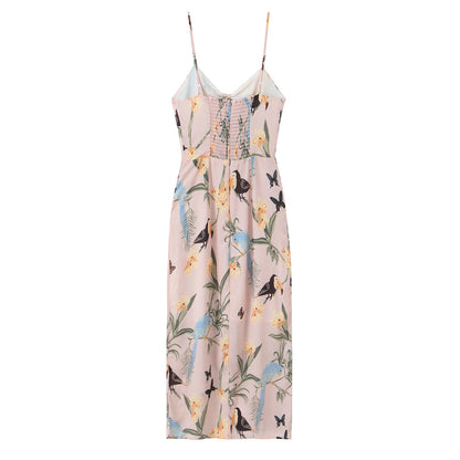 Floral Print Split Suspender Dress | Tajstylo