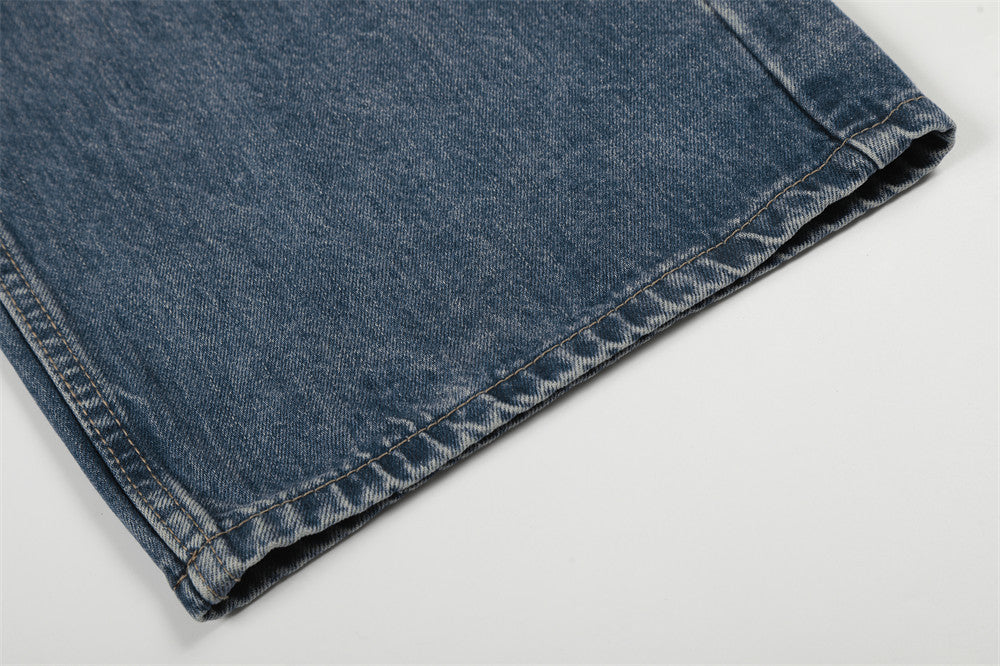 Color Blocked Teal Blue Denim Jeans | Tajstylo