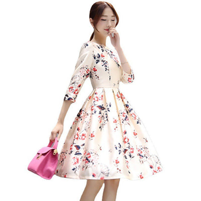 Woman wearing Chic Korean Style Mid Length Dress in a casual setting
