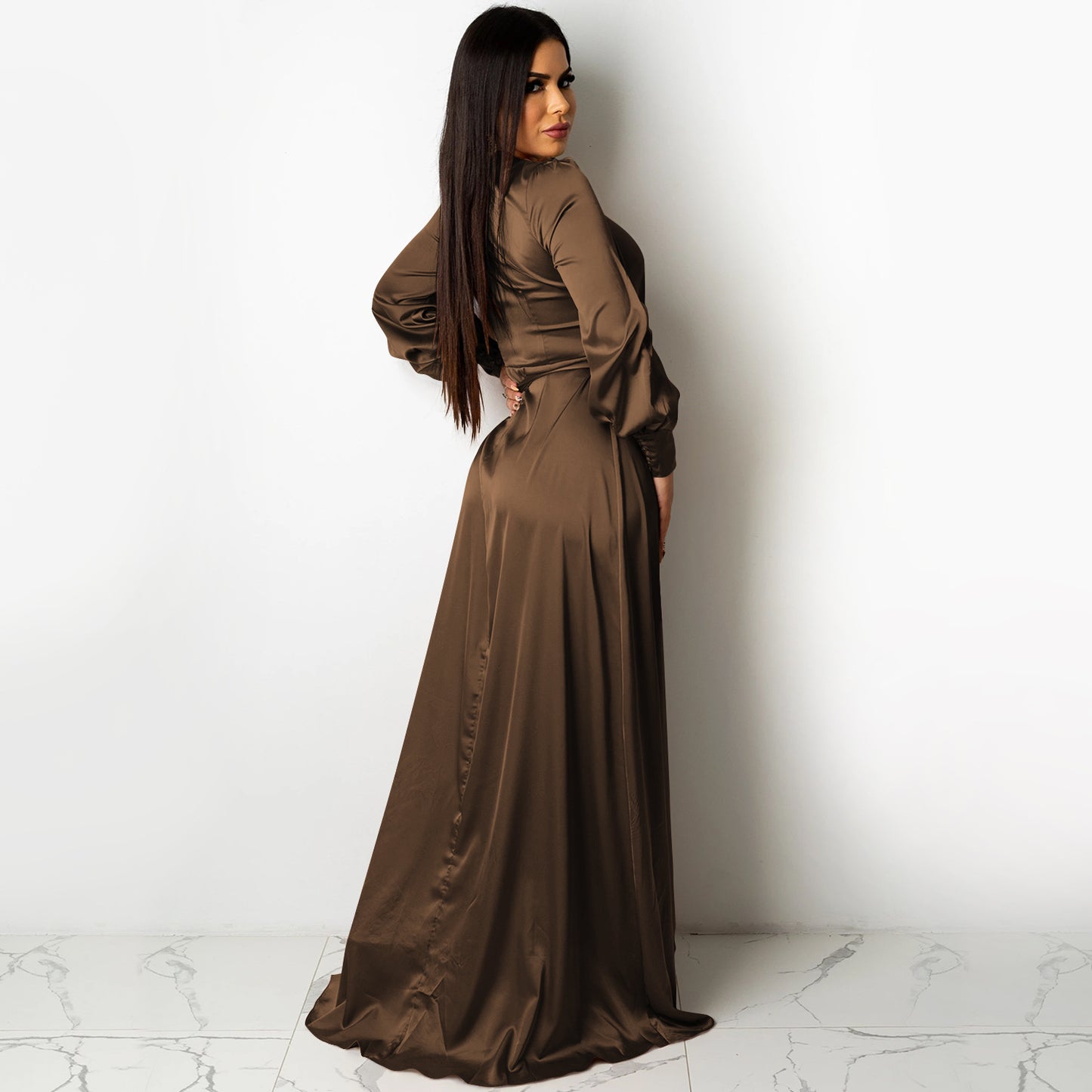 Deep V Neck Bandage Maxi Dress | Tajstylo