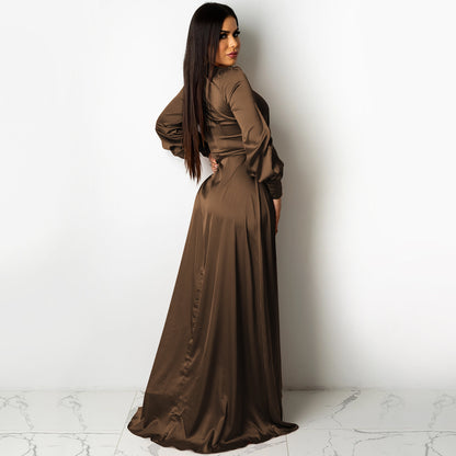 Deep V Neck Bandage Maxi Dress | Tajstylo