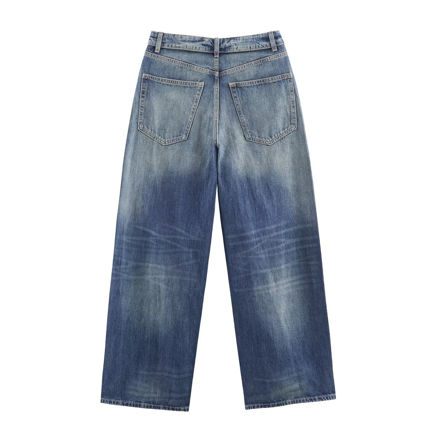 Woman wearing Mid Waist Ripped Straight Leg Jeans in a casual setting