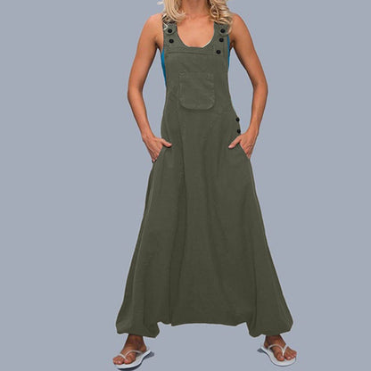 Wide Leg Harem Jumpsuit with Pockets | Tajstylo