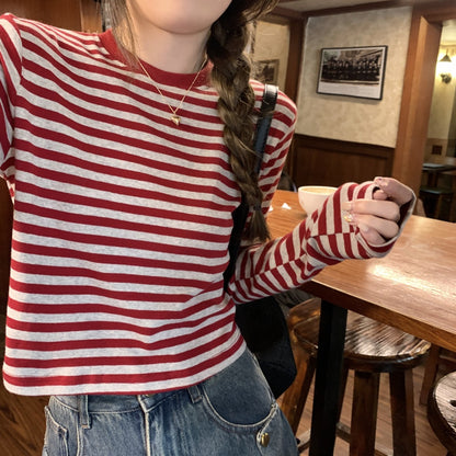Stripe Long Sleeve Crop Top | Tajstylo