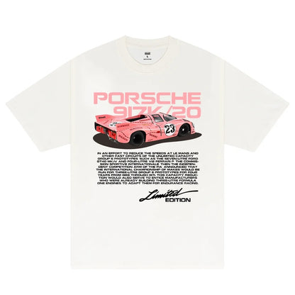 Woman wearing Need Money for Porsche Graphic T-shirt in casual setting