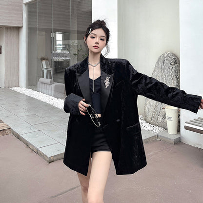 Black Velvet Suit for Women | Tajstylo