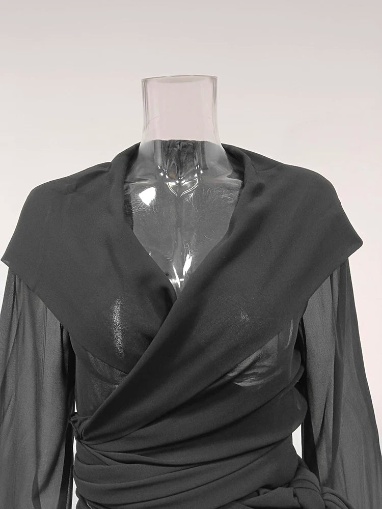 Solid Sheer Mesh Slimming Hooded Shirt | Tajstylo