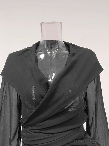 Solid Sheer Mesh Slimming Hooded Shirt | Tajstylo