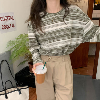 Casual Stripe Long Sleeve T-Shirt | Tajstylo