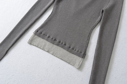 Color Block Boat Neck Long Sleeve T-Shirt | Tajstylo
