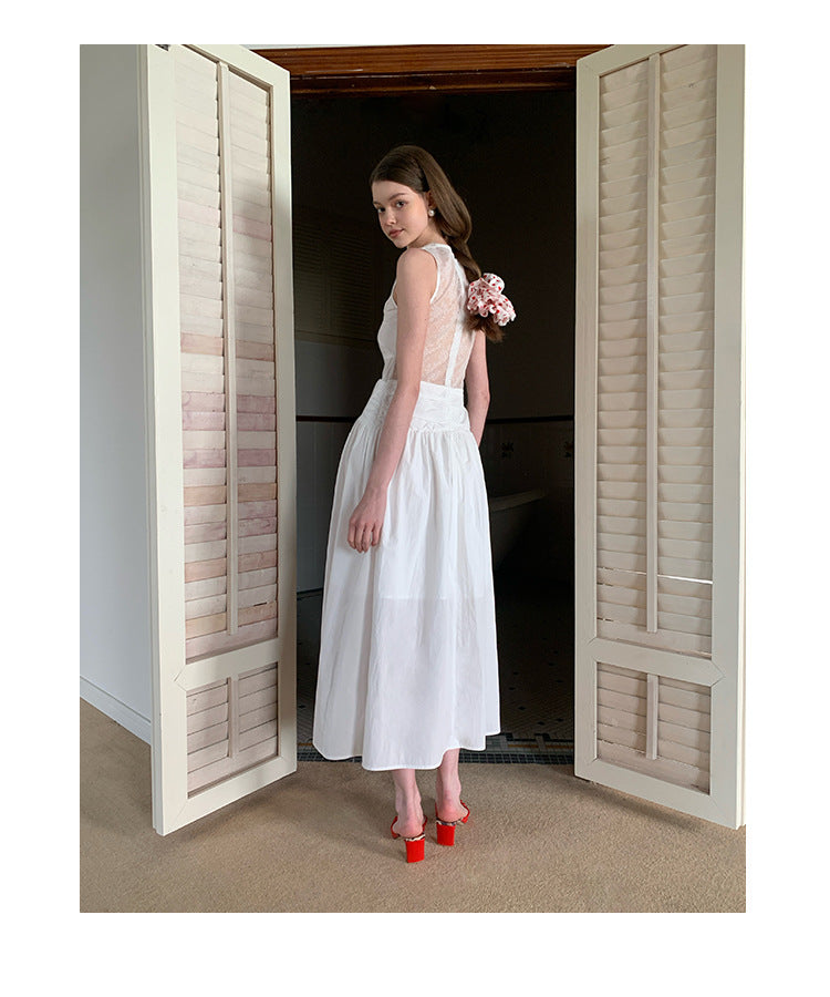 Sleeveless Vest Dress with Floral Detail | Tajstylo