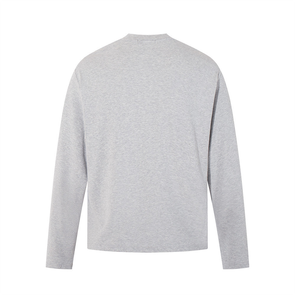 Half Open Collar Long Sleeve Tee | Tajstylo
