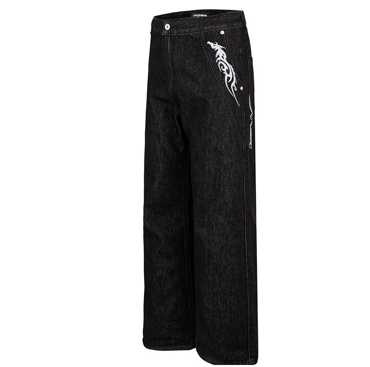 Washed Black Vintage Patchwork Jeans | Tajstylo