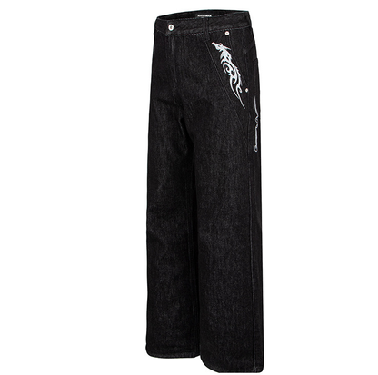 Washed Black Vintage Patchwork Jeans | Tajstylo