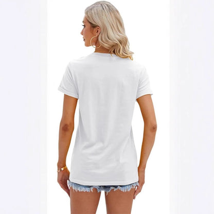 Woman wearing Geometric Pattern Loose Fit Top in casual setting