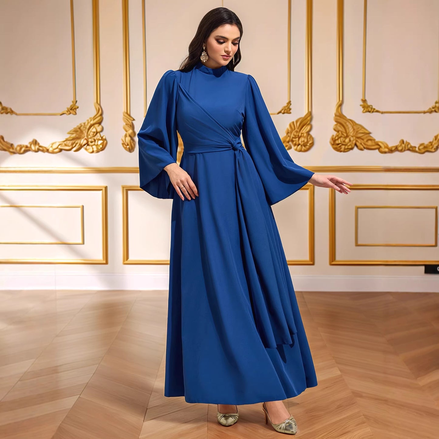 Solid Color Elegant Waist Cinching Dress | Tajstylo
