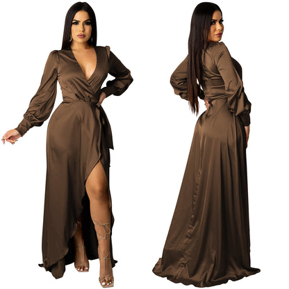 Deep V Neck Bandage Maxi Dress | Tajstylo