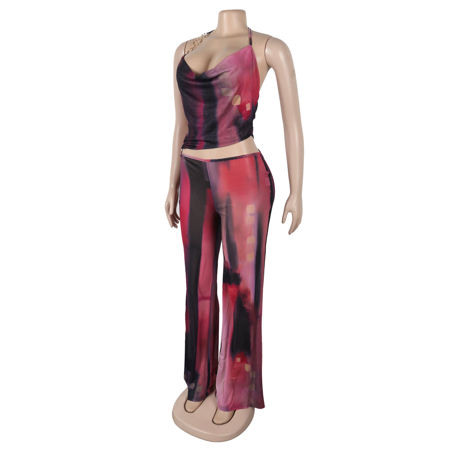 Flattering Mesh Printed Jumpsuit | Tajstylo