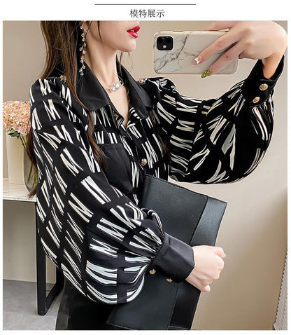 Office Lady Turn Down Collar Blouse | Tajstylo