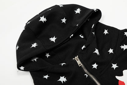 Star Print Hoodie Jacket | Tajstylo