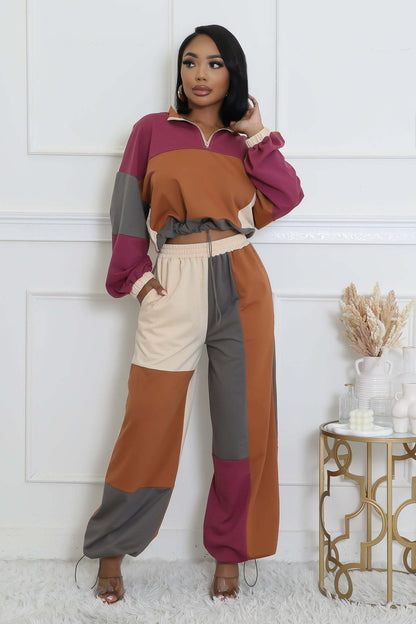 Sporty Woven Two-Piece Set | Tajstylo