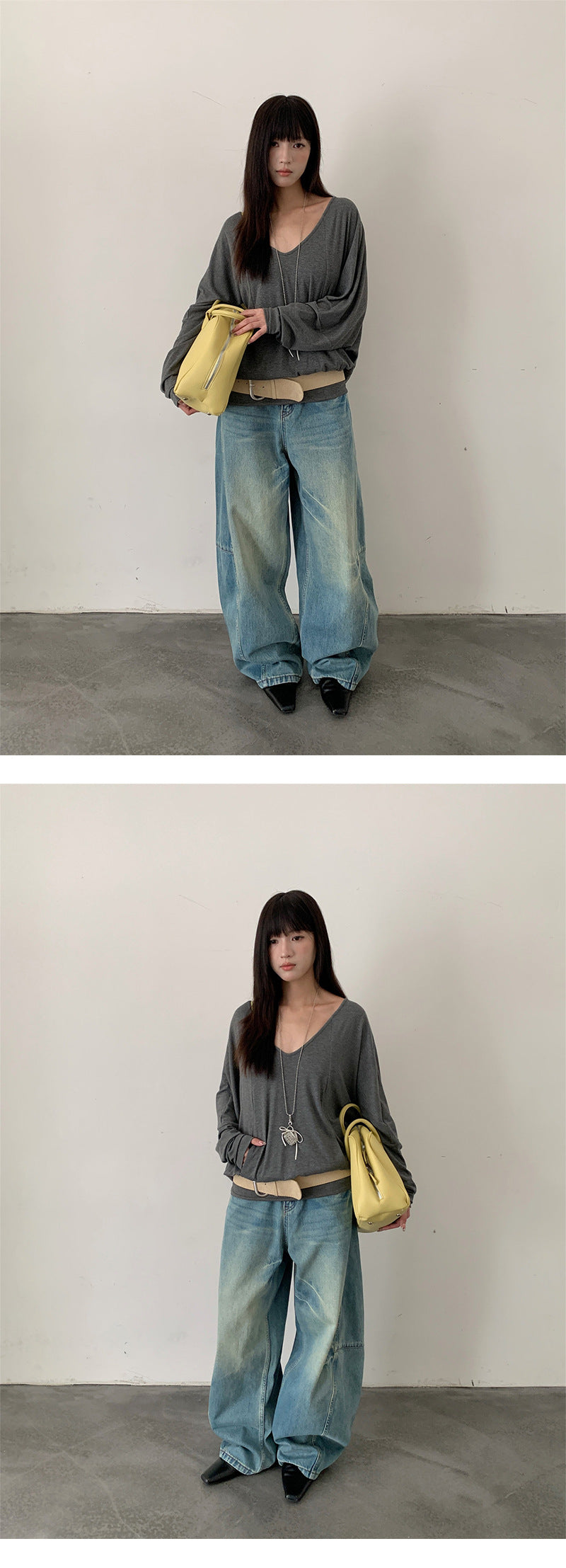 Deconstructed Wide Leg Denim Pants | Tajstylo