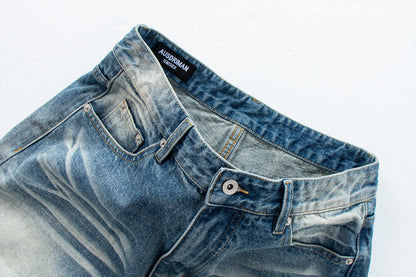 Vintage Distressed Straight Leg Denim Pants | Tajstylo