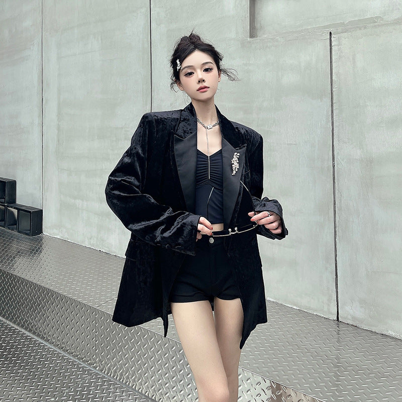 Black Velvet Suit for Women | Tajstylo