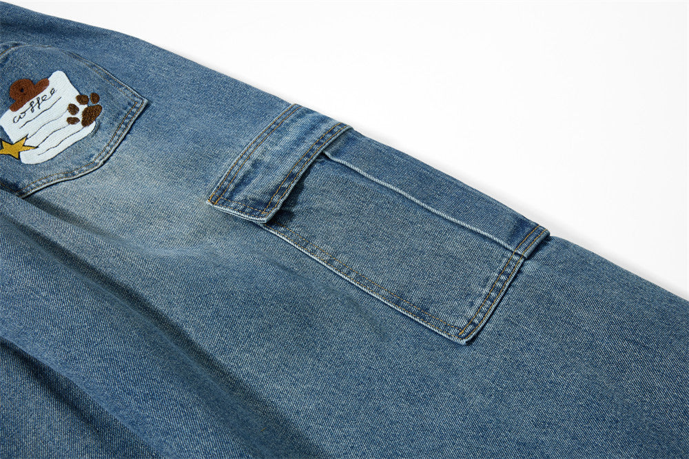 Women's Loose Fit Denim Workwear Pants | Tajstylo