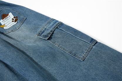 Women's Loose Fit Denim Workwear Pants | Tajstylo