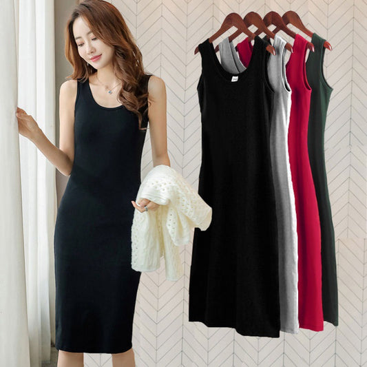 Woman wearing Plus Size Sleeveless A-Line Dress in a stylish setting
