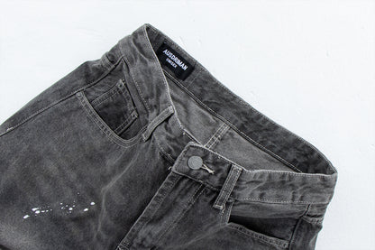 Vintage Washed Gray Splatter Wide Leg Jeans | Tajstylo