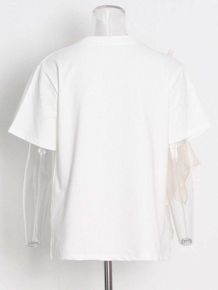 Patchwork Ruffle T-Shirt | Tajstylo