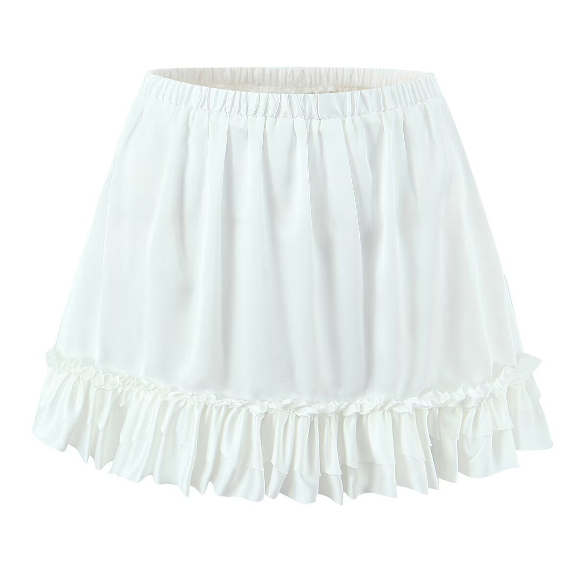 Woman wearing High Waisted A Line Mini Skirt in a casual outdoor setting