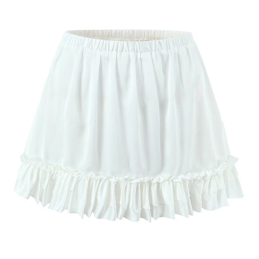 Woman wearing High Waisted A Line Mini Skirt in a casual outdoor setting