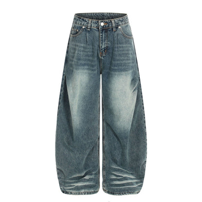 Woman wearing Color Blocked Denim Pants in urban setting