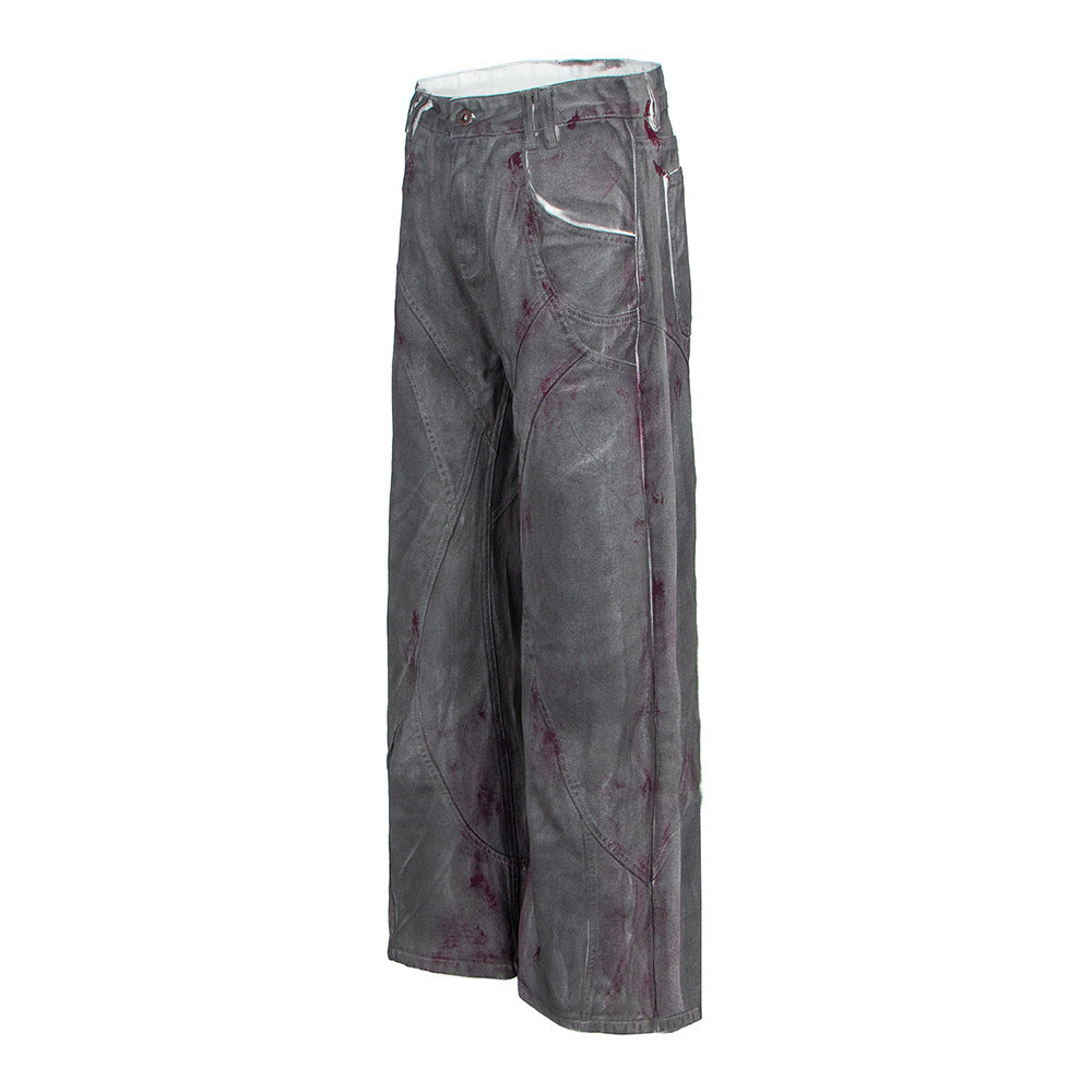 Woman wearing Distressed Dyed Wide Leg Jeans in a casual setting