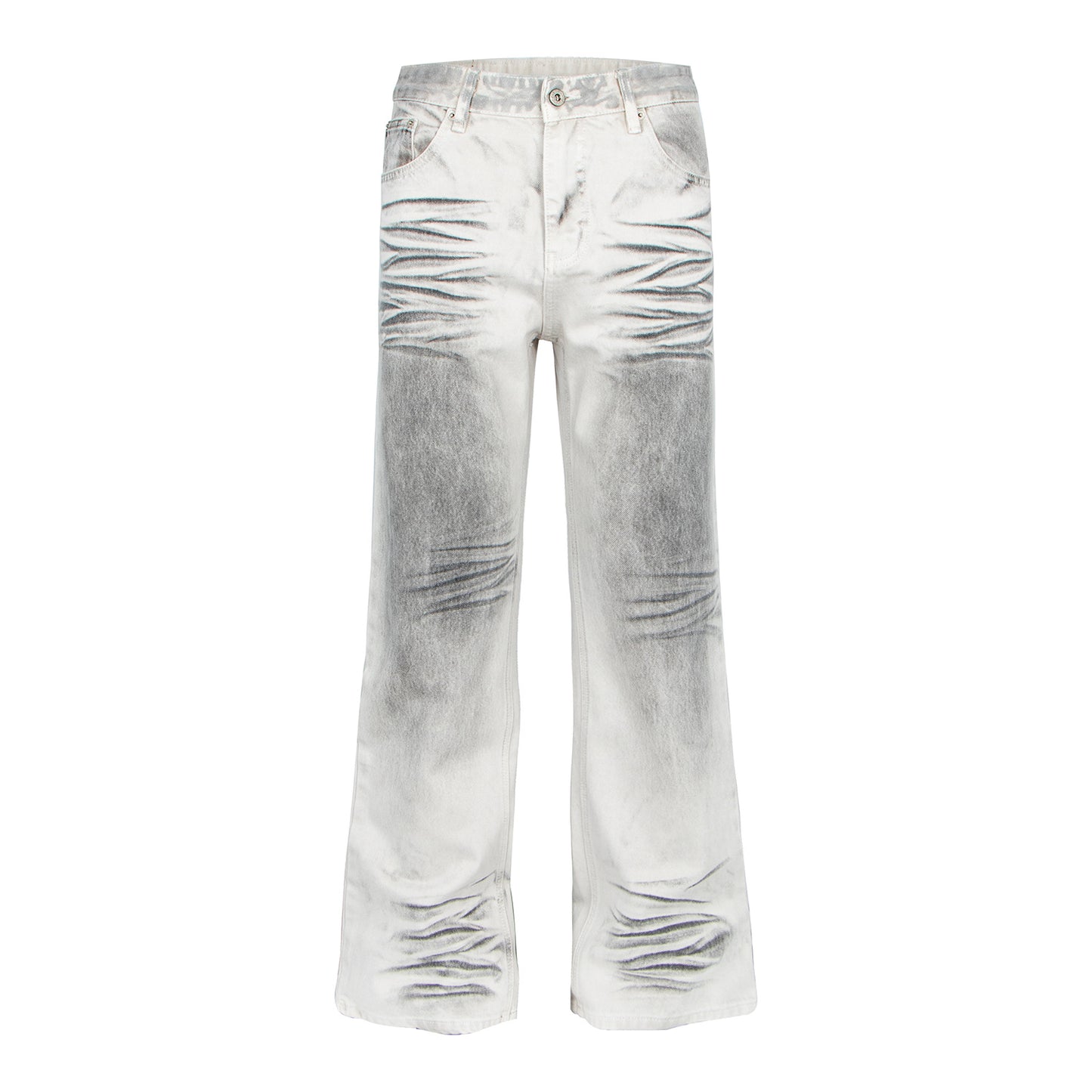Woman wearing Distressed Flared Denim Pants in a casual setting