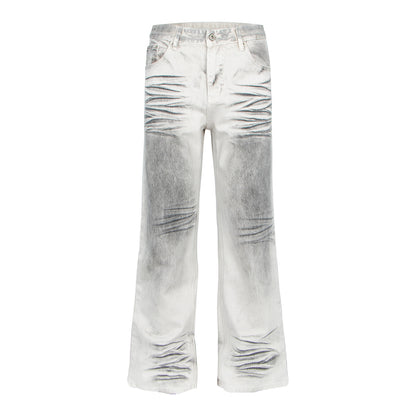Woman wearing Distressed Flared Denim Pants in a casual setting