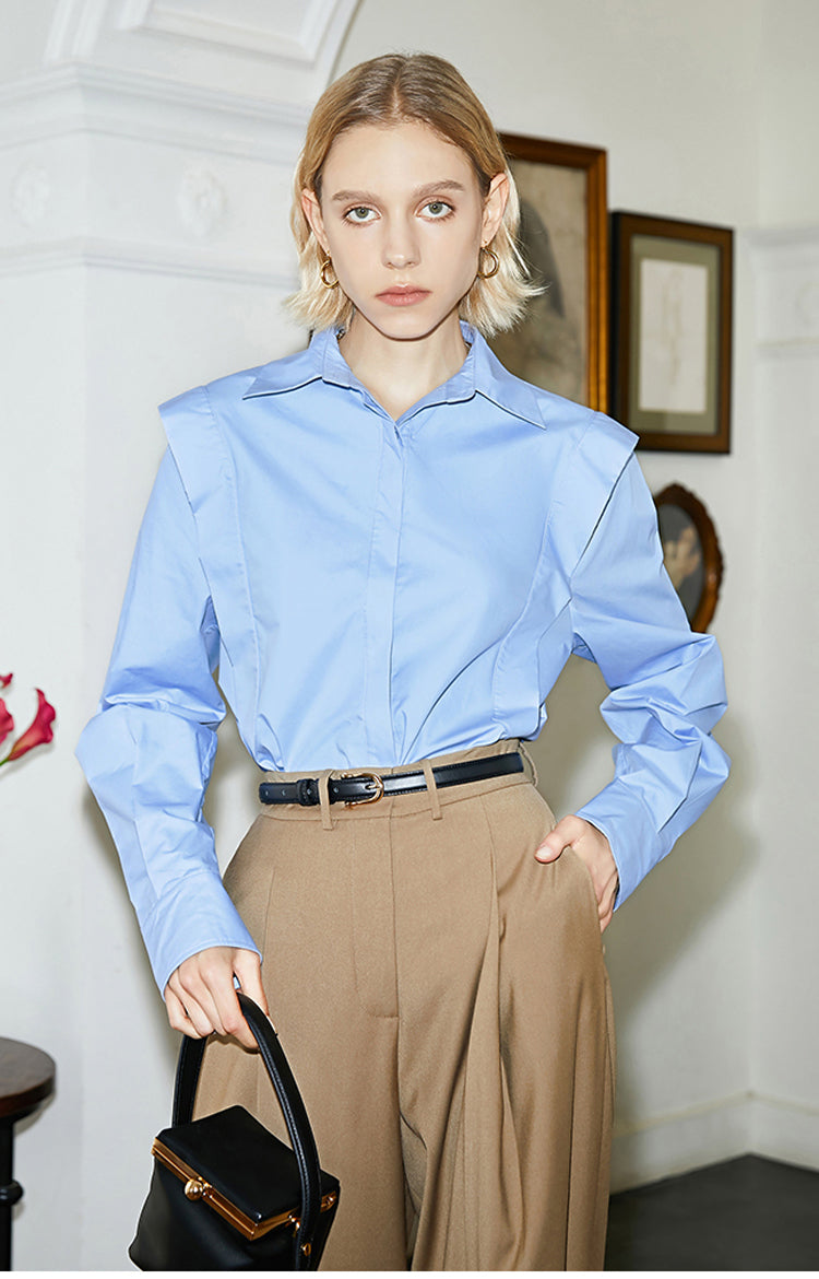 Elegant Long Sleeve Lapel Blouse | Tajstylo