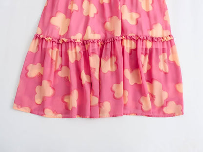 Floral Resort Style Square Neck Strap Dress | Tajstylo