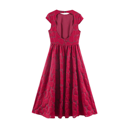 Backless Floral Midi Dress | Tajstylo
