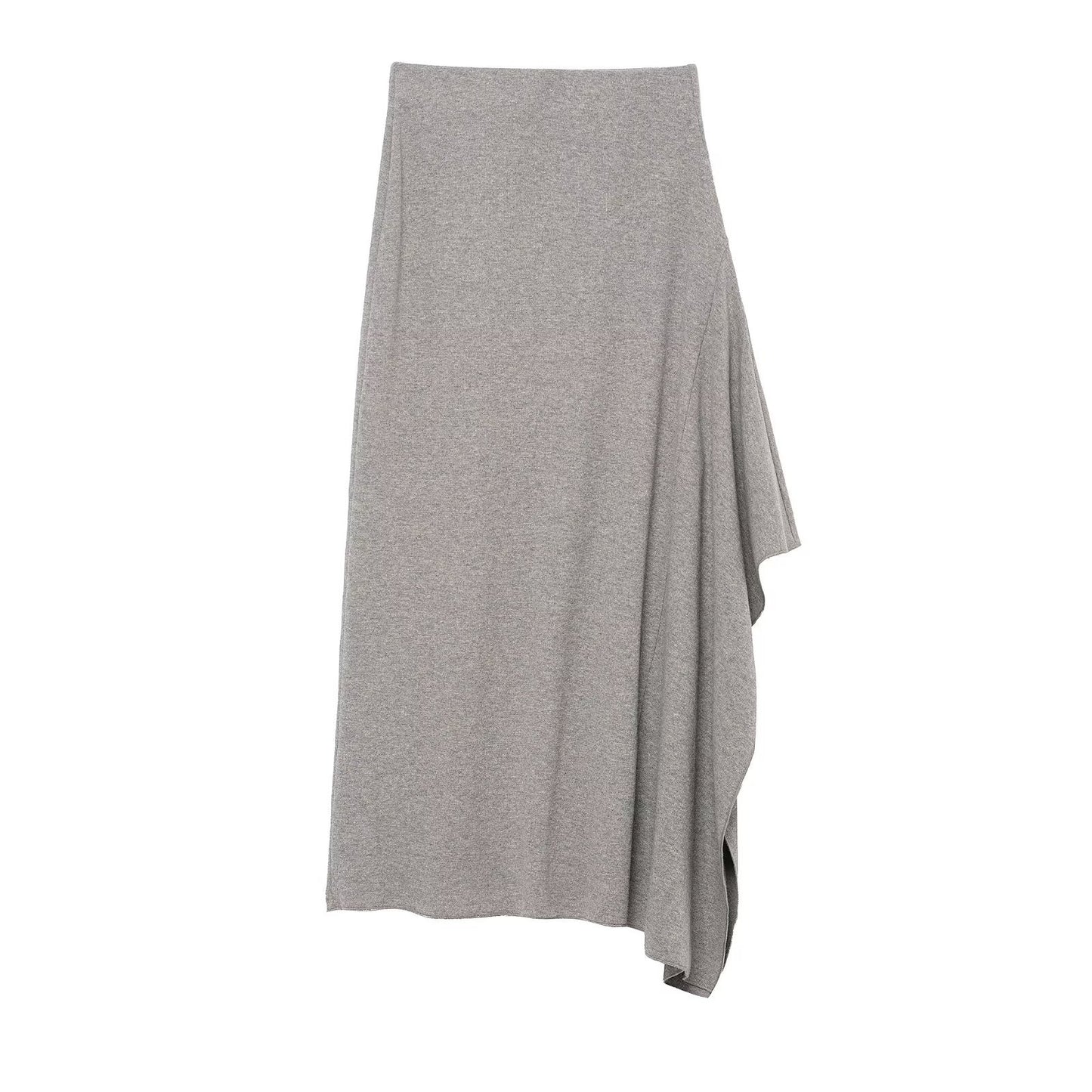Woman wearing Asymmetric Pleated Midi Skirt in a stylish setting